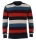 Pullover Rundhals Streifen, Orange/Rot/Blau,