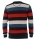 Pullover Rundhals Streifen, Orange/Rot/Blau,