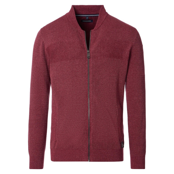 Herren Strickjacke, Collegekragen, rot,