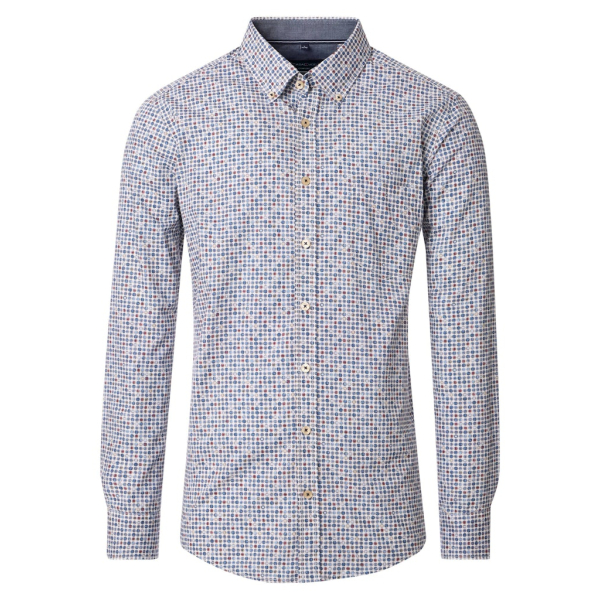 B.D Casual Fit, Hemd Freizeit 1/1 Arm, B.d. Druck 100 blau,