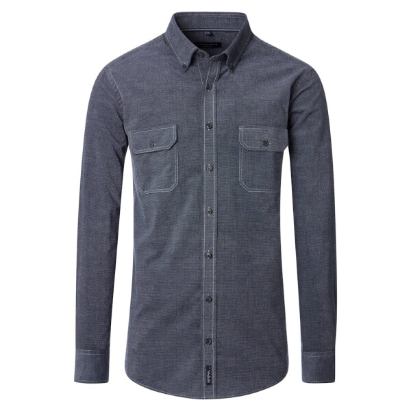 Herren Freizeithemd Langarm, B.d. uni nah, 101 blau