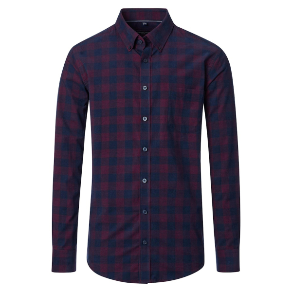 Herren Freizeithemd Langarm, B.d. Karo, 400 rot/blau,