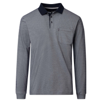 Polo-Shirt Langarm, gemustert blau,