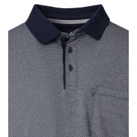 Polo-Shirt Langarm, gemustert blau,