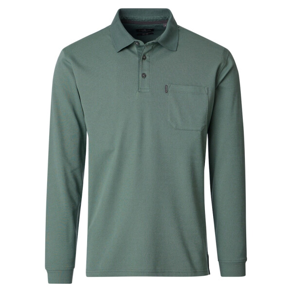 Herren Poloshirt, Langarm, grün,